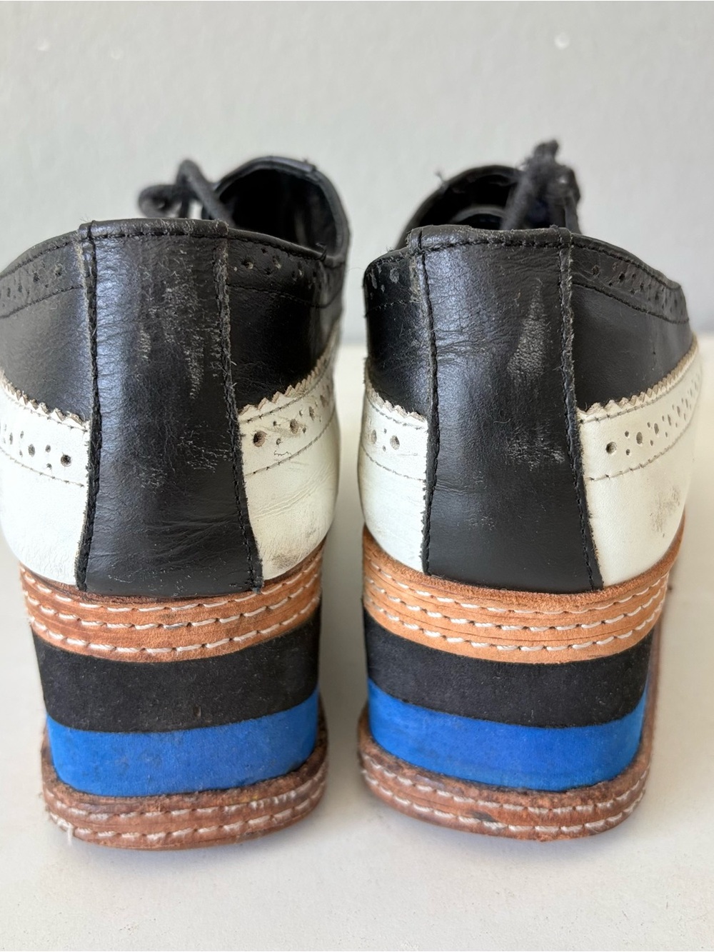 Jeffrey Campbell Black & White Leather Oxford Platform Shoes Women’s Size 9 M - Picture 5 of 12